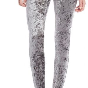 Silver Crushed Velvet Leggings Size 1x (Stretchy)